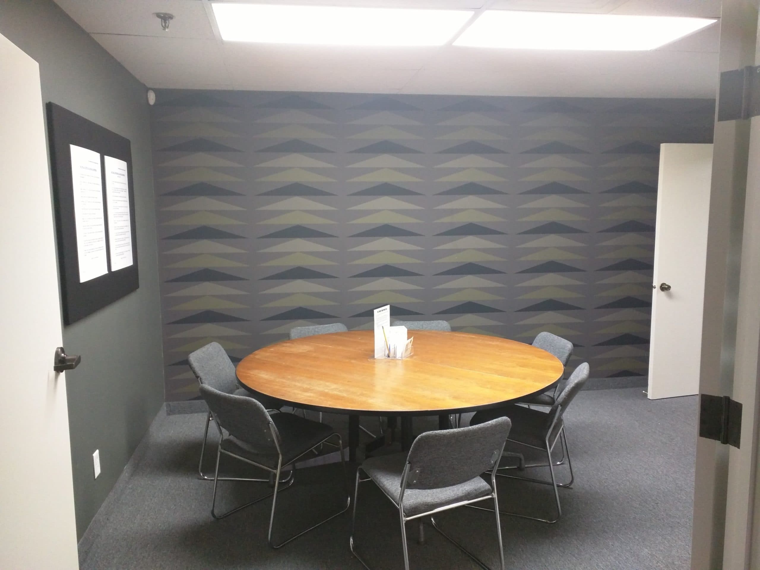 Round table meeting room with six chairs